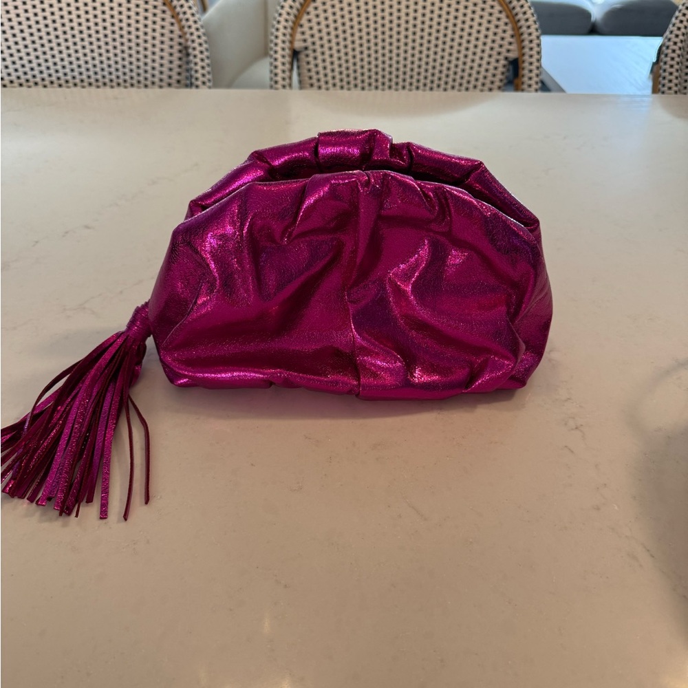 Rebecca Minkoff Metallic Pink Clutch with Tassel